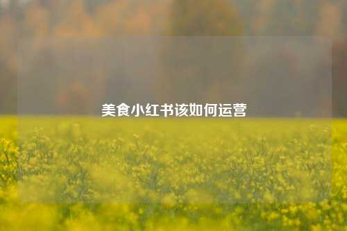 美食小红书该如何运营